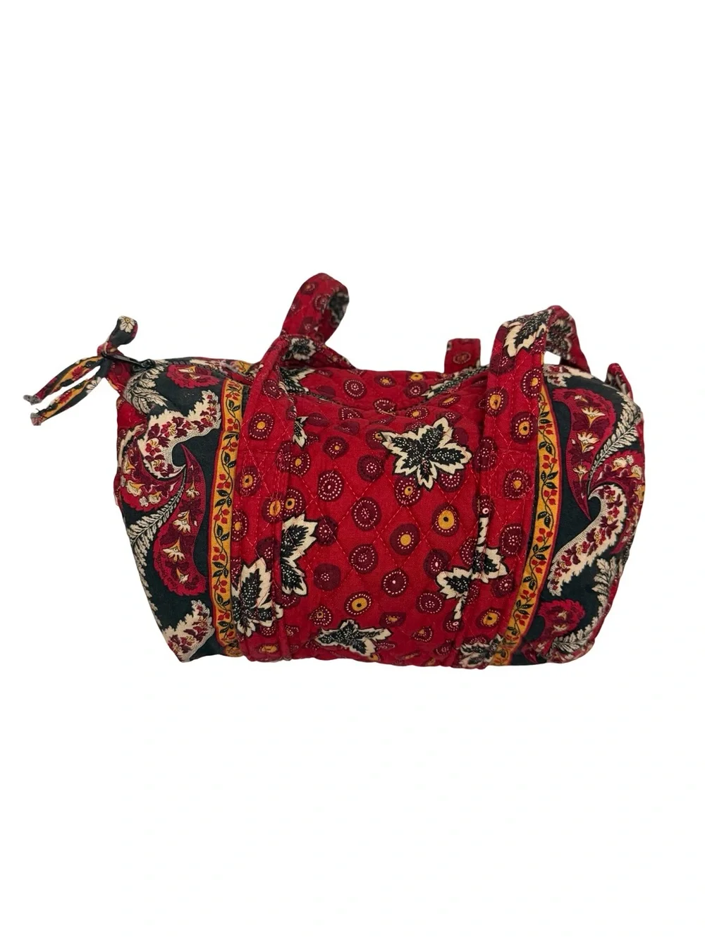 Vera Bradley Red Coin 1999 Retired Mini Duffel Quilted Floral Made in USA Bag